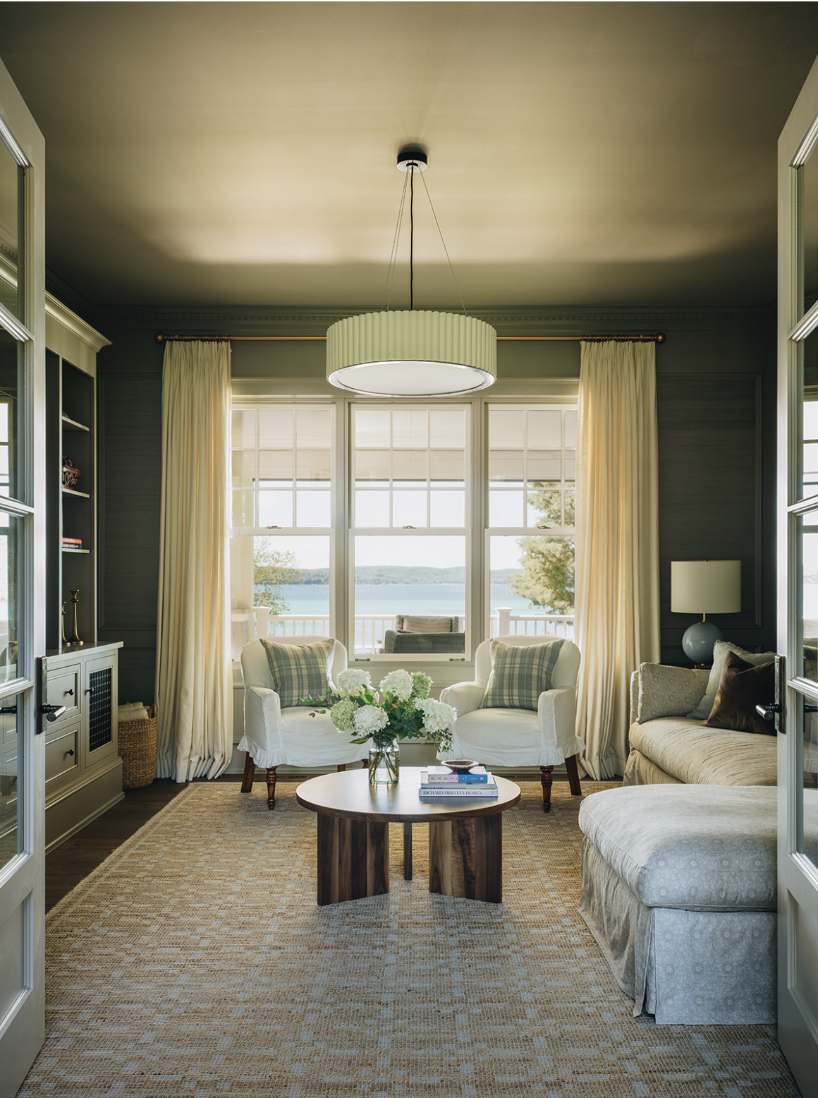 Jean Stoffer Design- Sectional sofa with lake view -Stoffer Photography Interiors