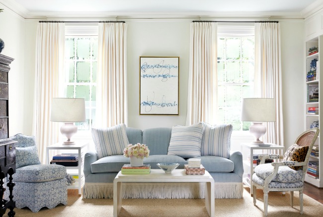 blue and white living-room Sarah Bartholomew Interior Design