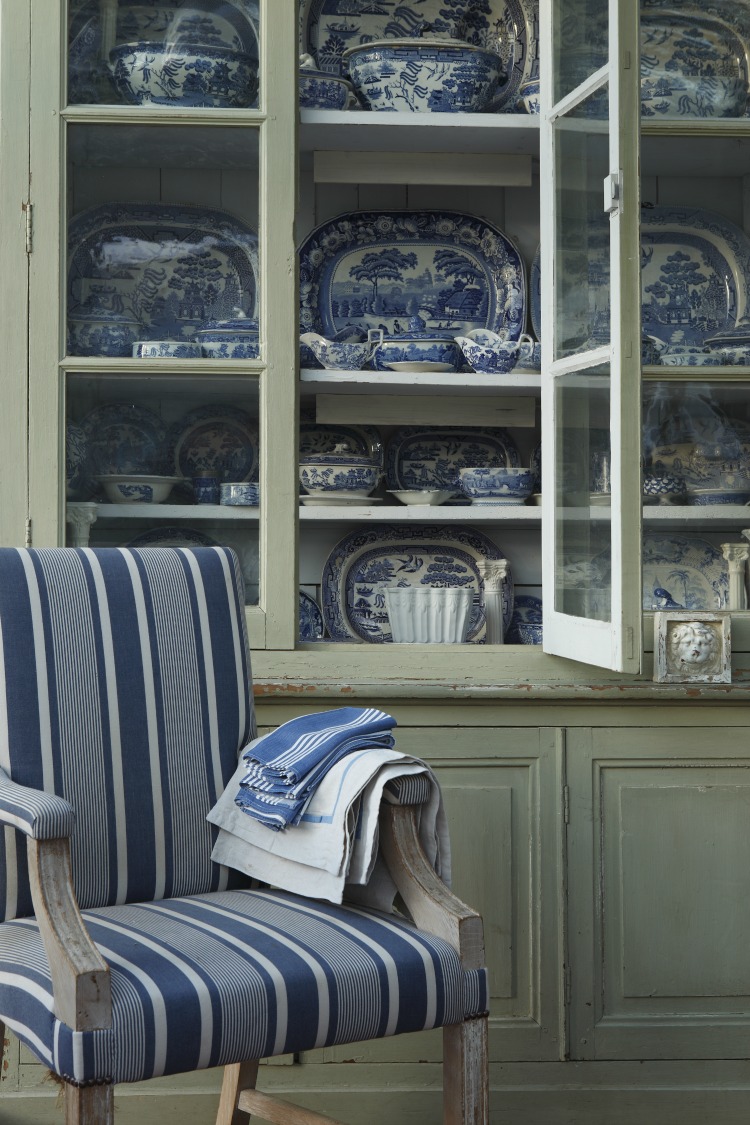Ham Interiors  kitchen with blue and white china
