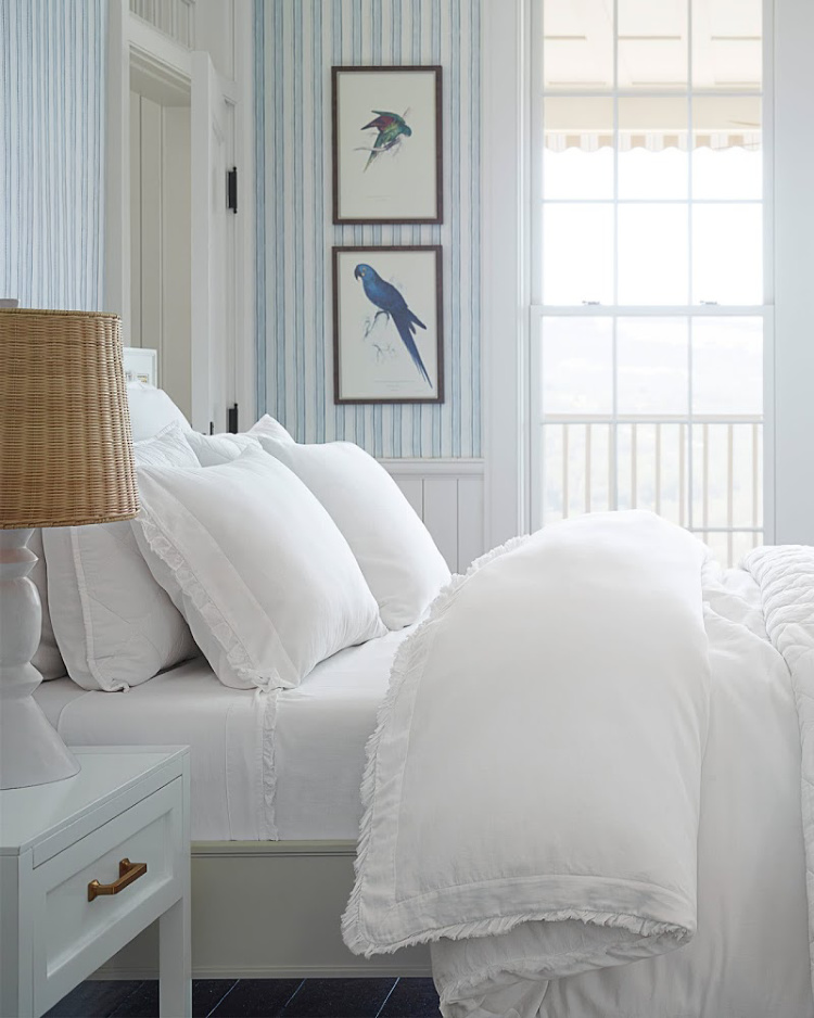 coastal bedroom with Serena & Lily