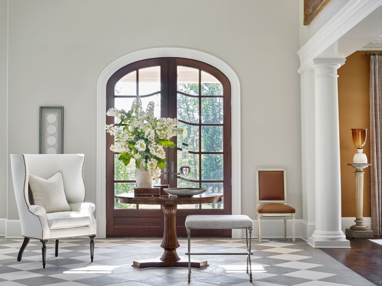 Harrison Design foyer with French doors