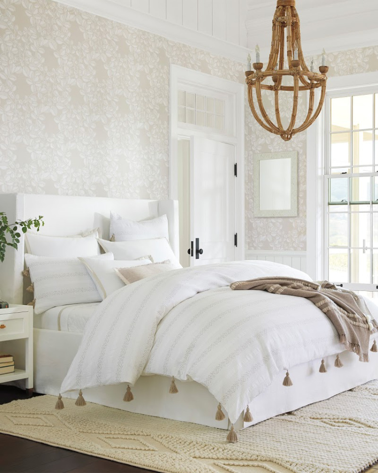 Holidays shopping with Serena & Lily bedroom with custom headboard