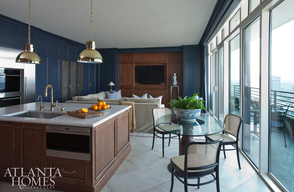 kitchen design winners with brass pendants and wood stained island