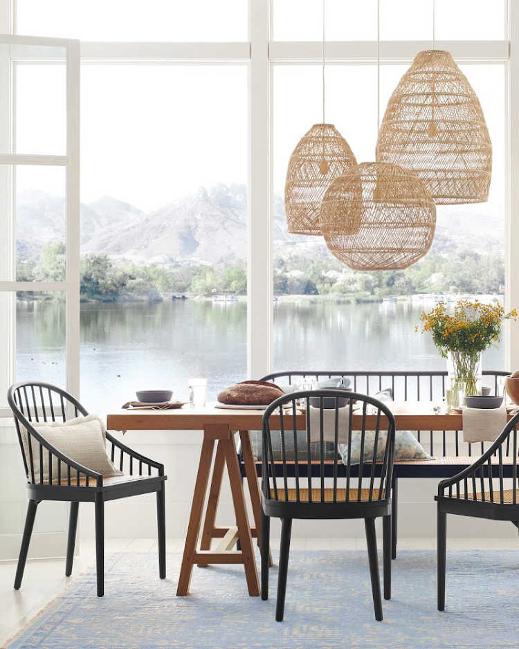 Serena & Lily Spring Collection dining room with Windsor chairs
