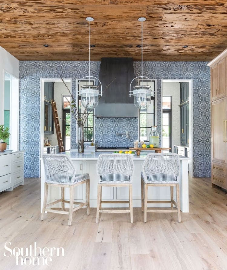 Ponte Vedra kitchen with blue tile Kipling House Interiors 