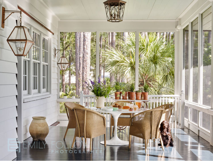 porch with dining table and chairs for entertaining