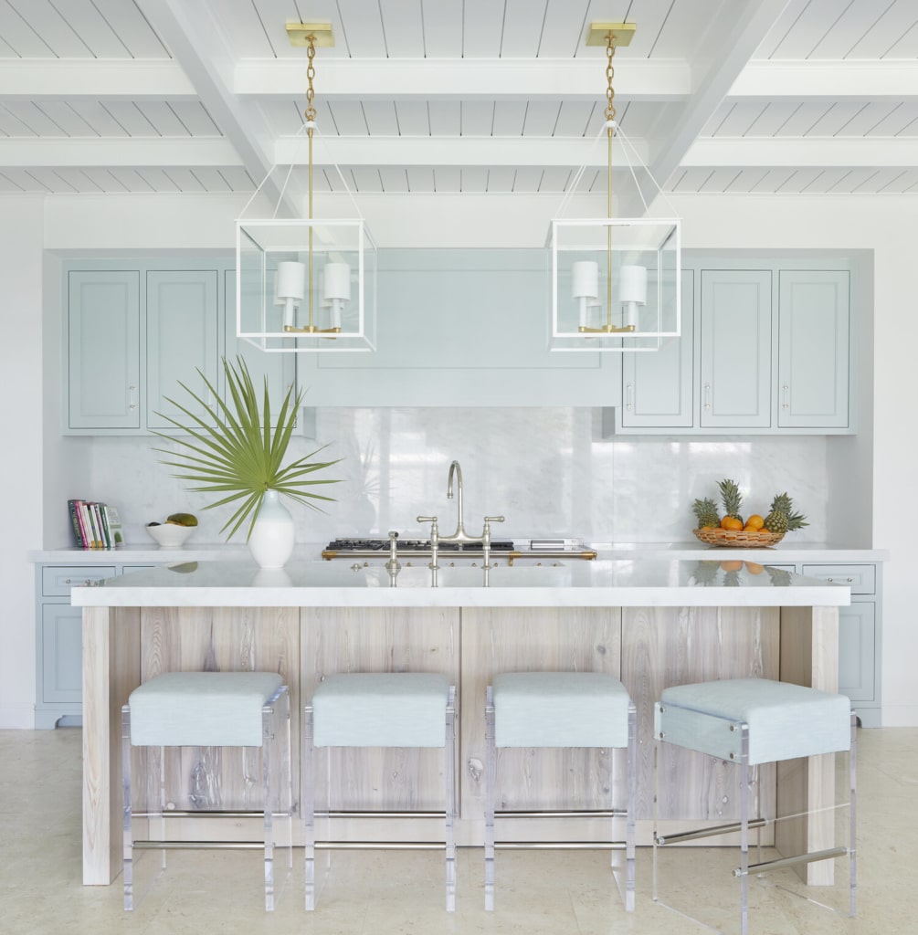 Kara Miller designed beach house with blue and white kitchen 