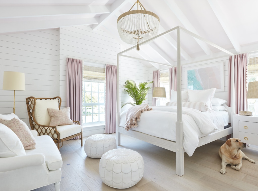 Kara Miller interiors pink and white bedroom