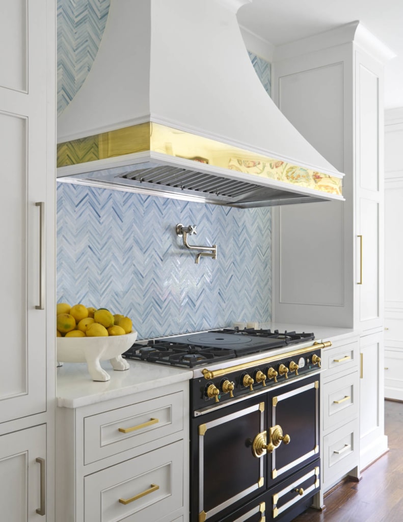 add character in kitchen with blue tile