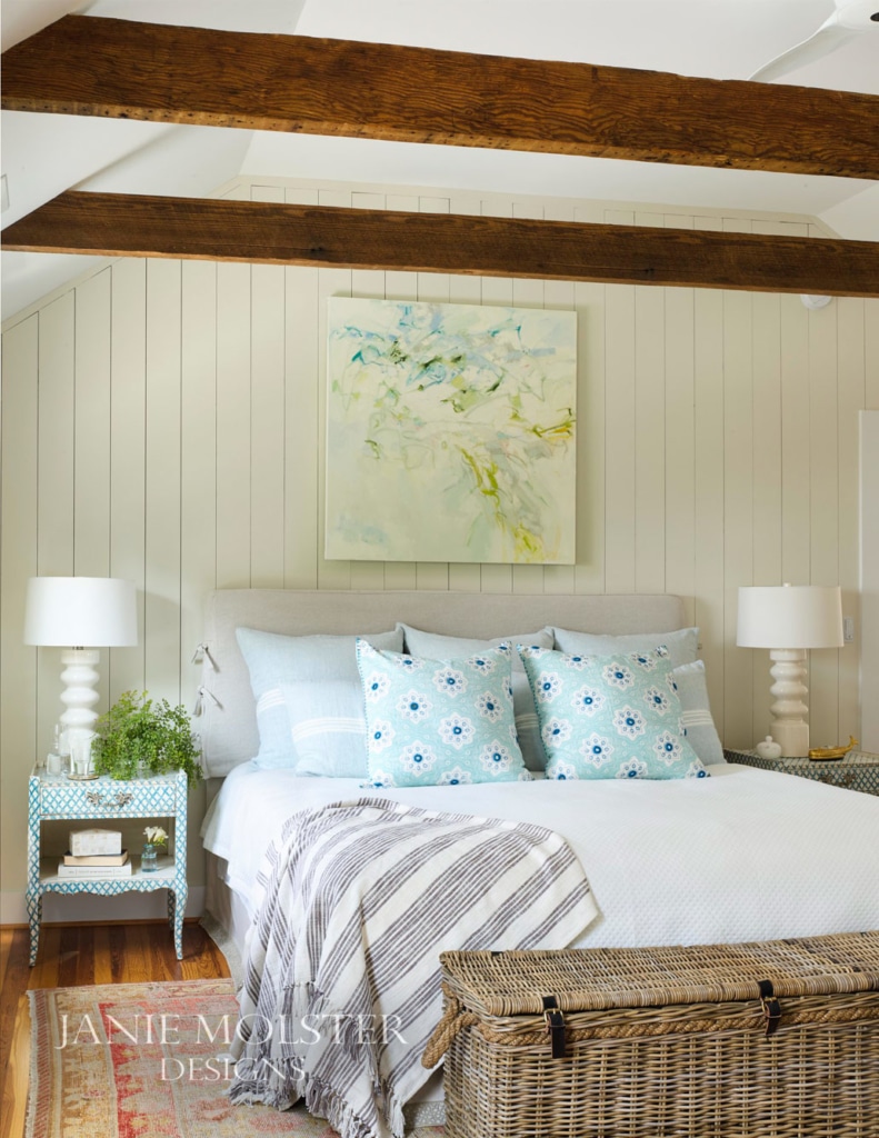 Janie Molster Fishing Bay bedroom with wood beams