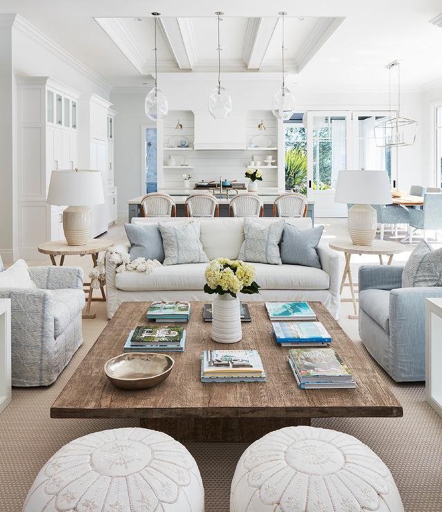 Kara Miller Design | Brantley Photography coffee table decor, living room, family room ,blue and white