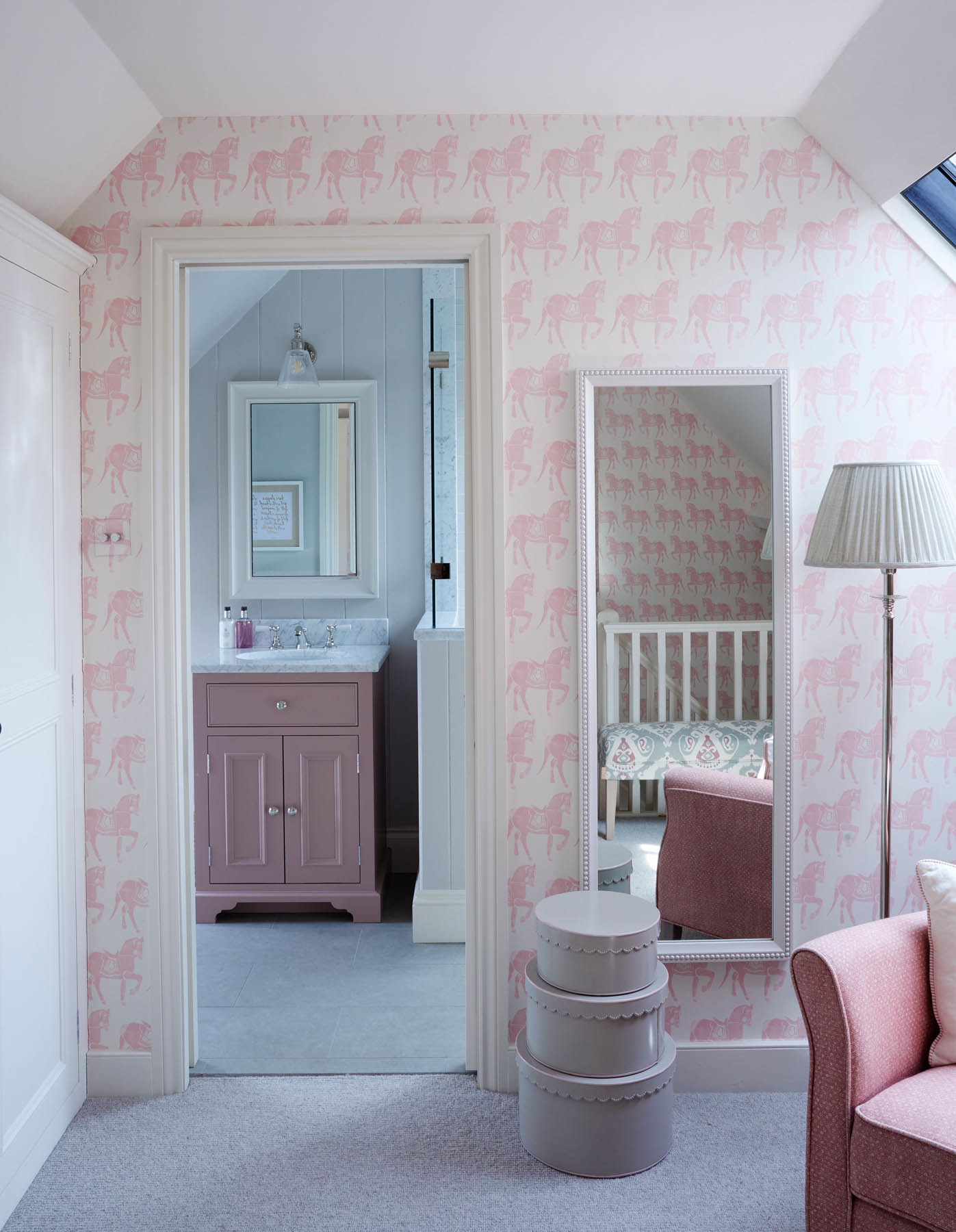 Sims Hilditch nursery in pink and white