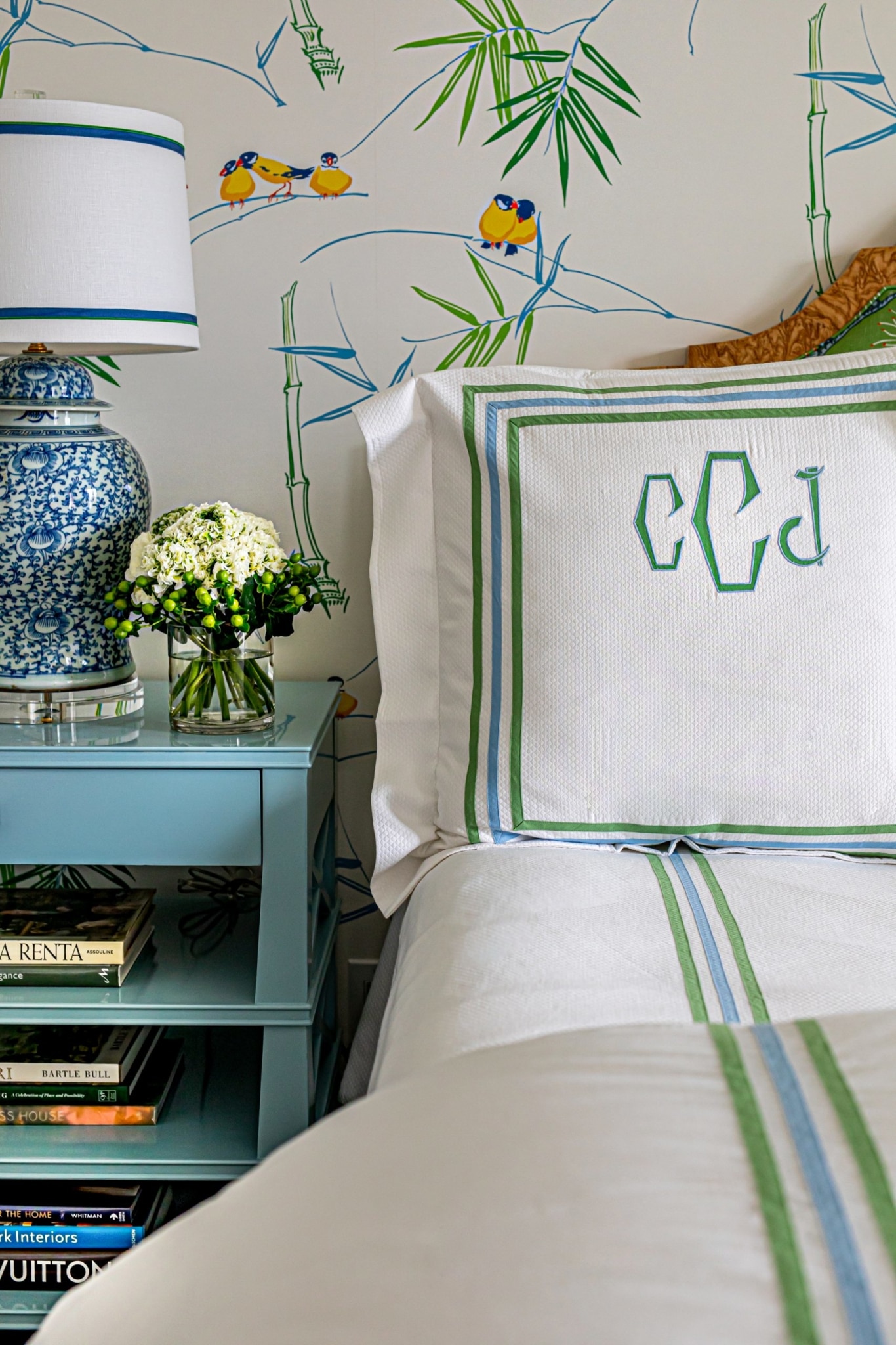 Woolery Associates blue and green bedroom 