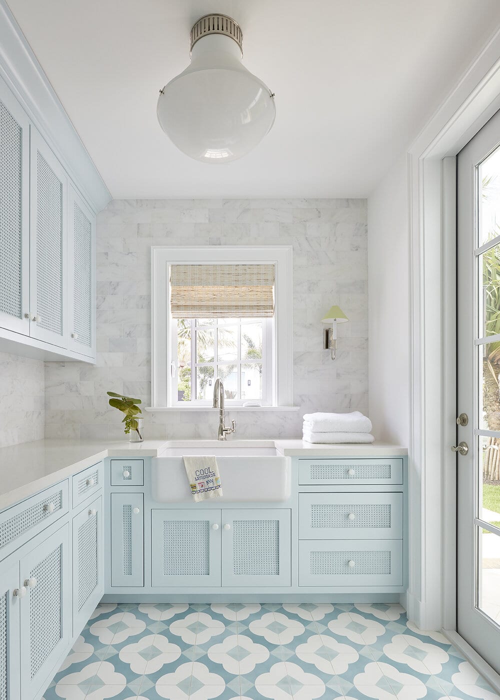 5 Most Repinned posts Kara Miller Interiors - laundry room - blue and white tile - blue and white - breathtaking