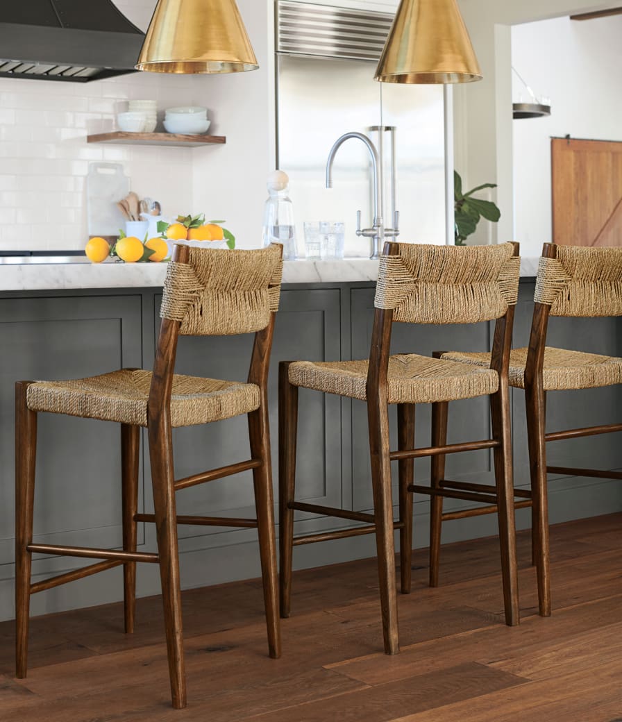 Serena & Lily kitchen with bar stools at the island