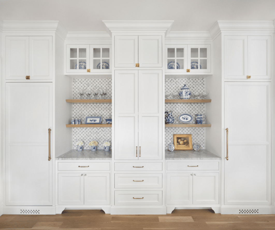 The Fox Group | Scott Davis Photography White Colonial House kitchen in blue and white