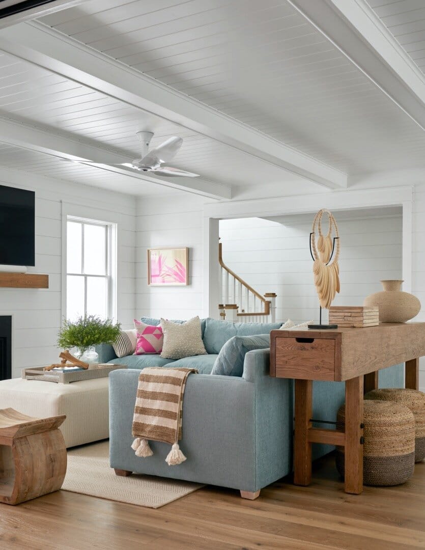 Ocean City beach house living room designed by Stephanie Kraus | Nathan Schroder Photography 
