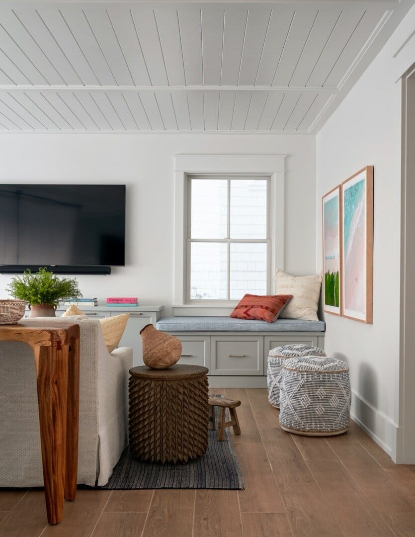 Ocean City beach house living room designed by Stephanie Kraus | Nathan Schroder Photography 