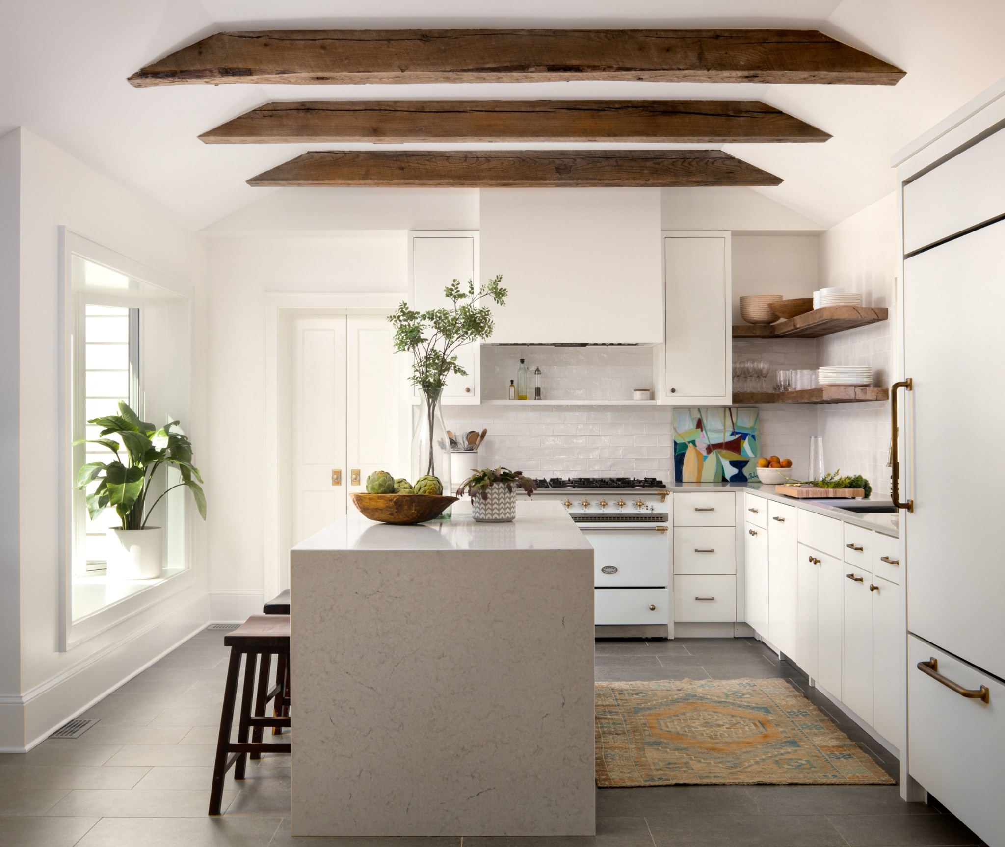 Zoe Feldman Interior Design kitchen | Photography: Stacy Zarin Goldberg - kitchen - kitchen design - kitchen decor - kitchen design ideas - wood beams - beams
