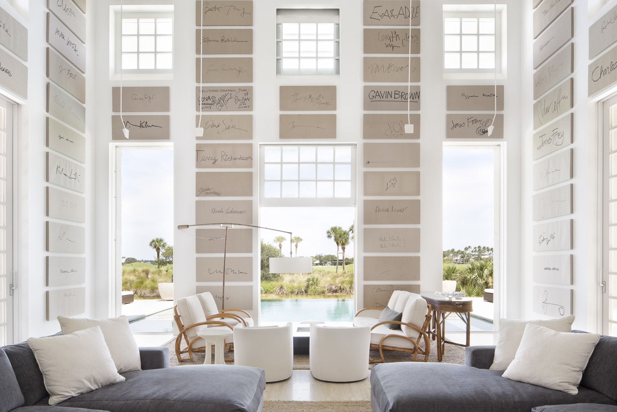The architecture and design of Windsor a Vero Beach community - beachside - Jessica Glynn Photography - Hadley Keller Author - Vendome press - living room in blue and white