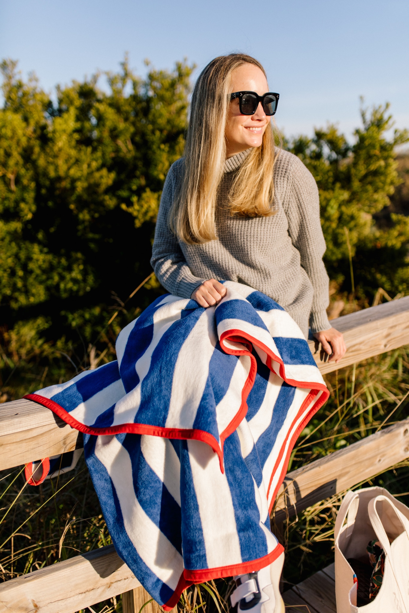 The Chappy Blanket from Grace Atwood - love the stripes - stripe - striped - blue and white stripes - captivating - rose