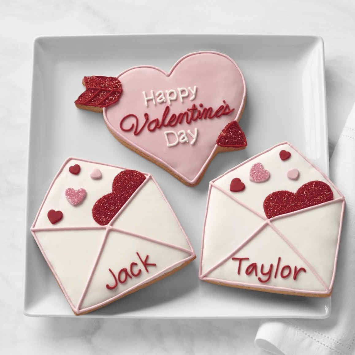 Customized Valentine's Day Cookies from Williams-Sonoma.  Valentine's Day gift ideas | 