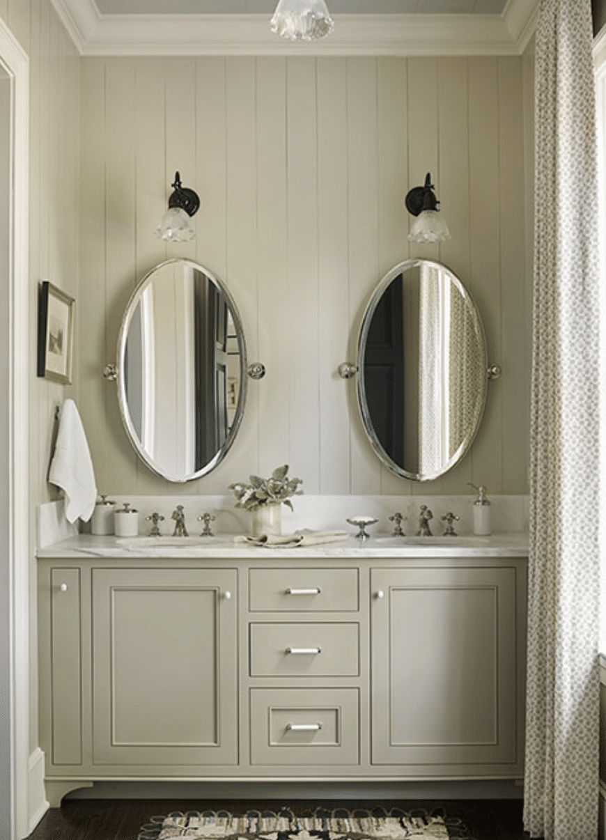 Barbara Westbrook Interior Design | Emily Followill Photography - house tour - Tennessee farmhouse - farmhouse - bathroom - bathroom decor - bathroom ideas - oval mirrors
