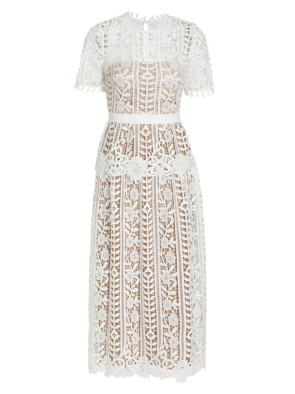 Lace Midi Dress from Self Portrait at Saks Fifth Avenue - white dress - white lace dress - fashion - spring dresses