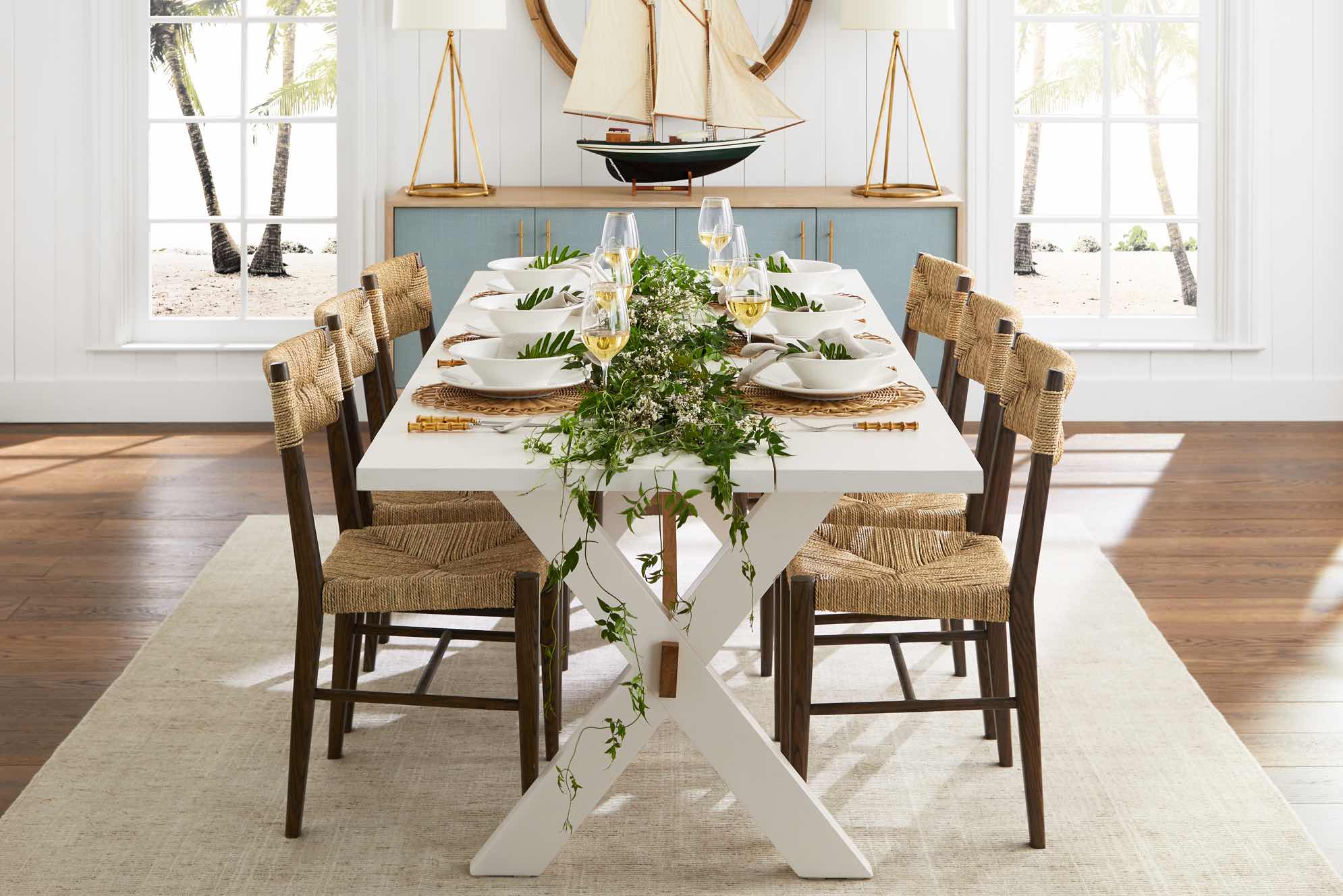 Serena & Lily - Dining room with rectangular table 