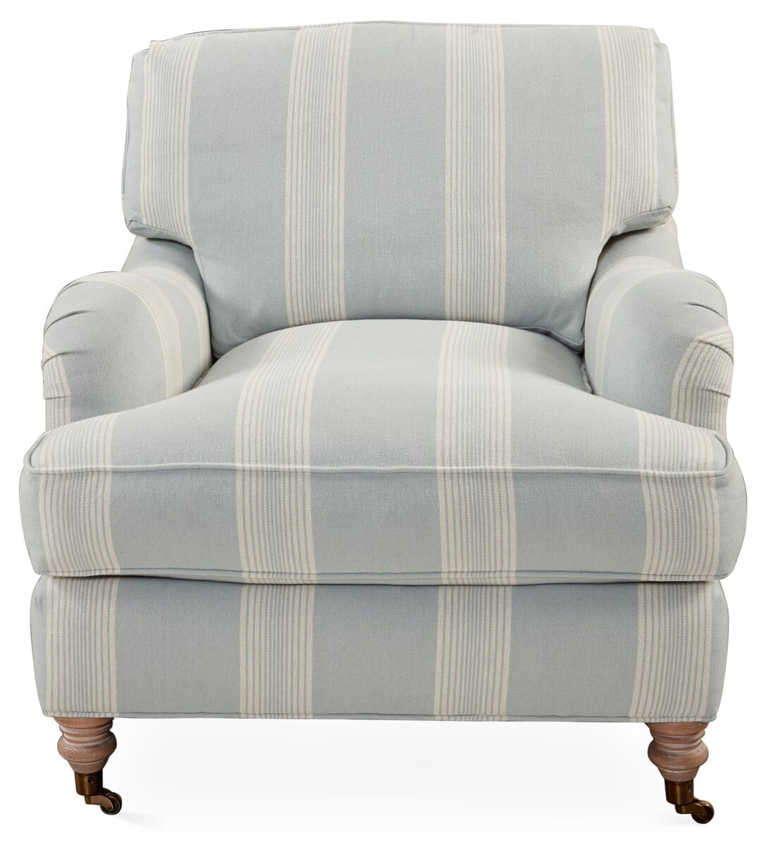One Kings Lane blue and white club chair - club chair - living room decor 
