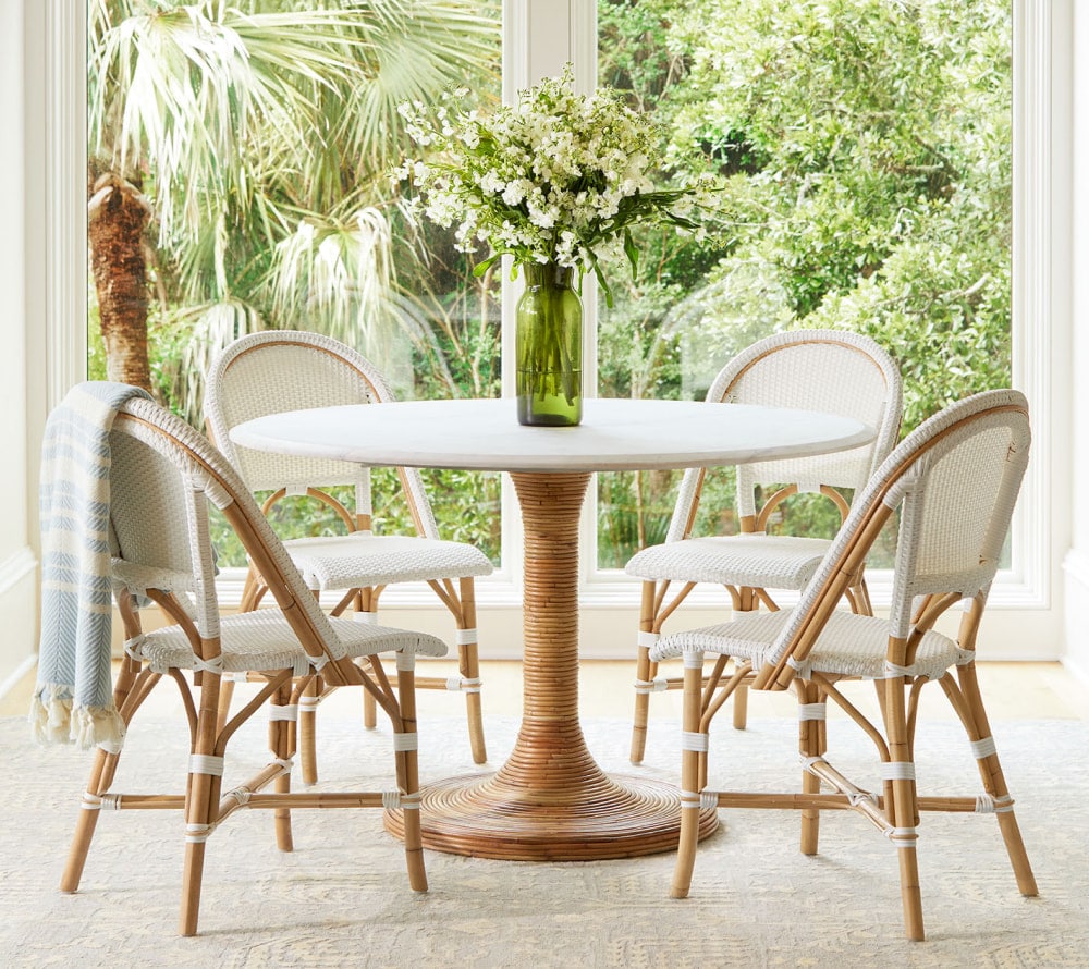 Serena and Lily round dining table with Riviera chairs - dining - dining room - 
