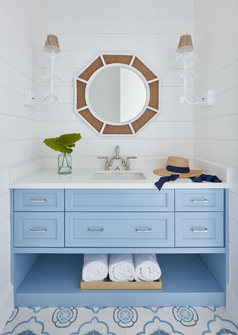  bathroom design - interior design - beach house - beach house design - Kara Miller Interiors - Brantley Photography - bathroom - bathroom decor - blue and white