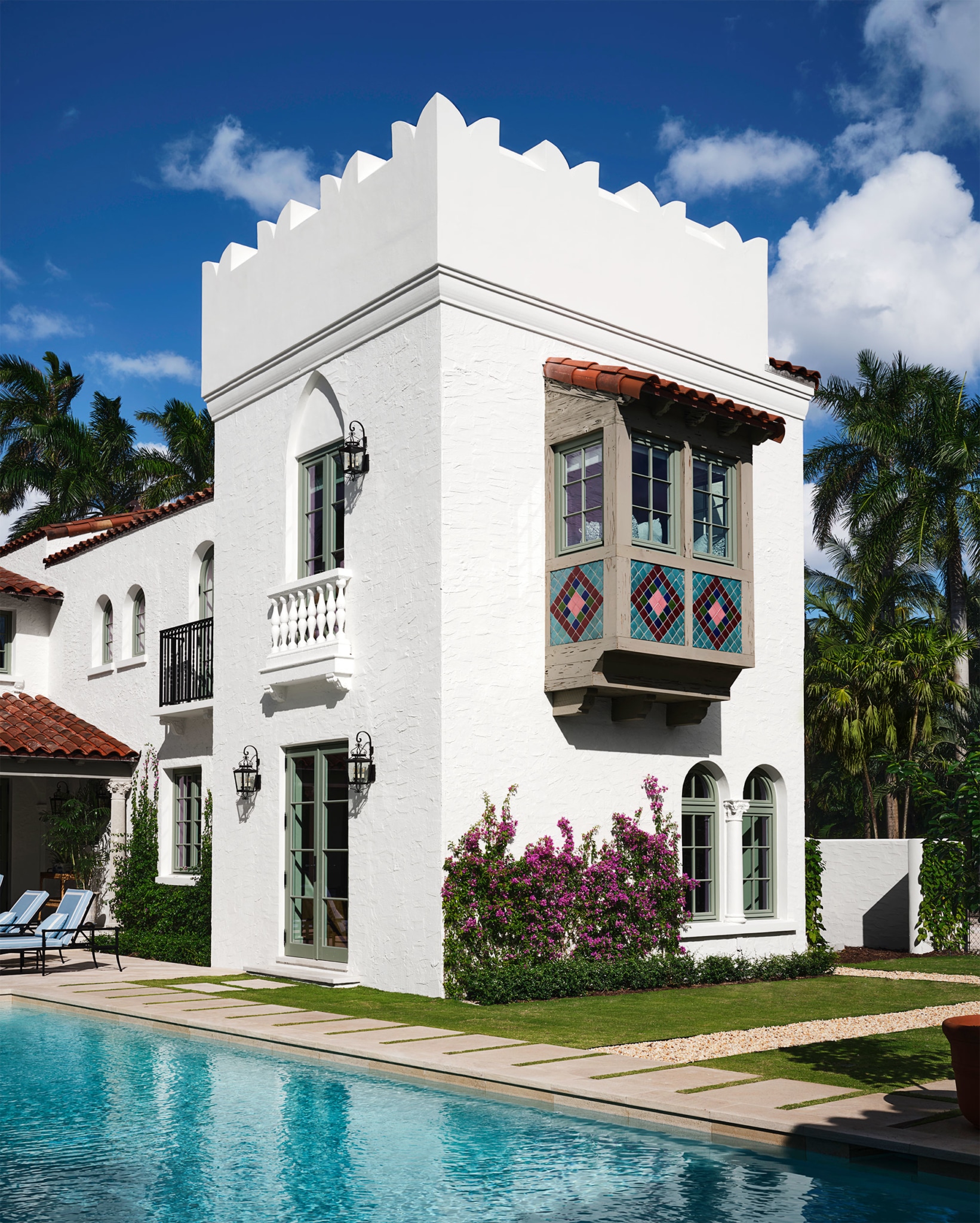 Mark D. Sikes Interior Design - Amy Neunsinger Photography - pool - balcony - Palm Beach - Palm Beach house tour