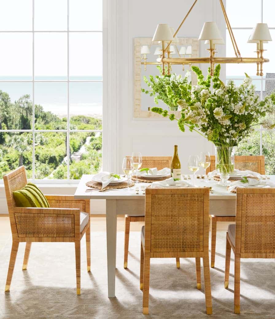 sophistication Dining Room Design- serena & lily - dining room design - dining room details - chandelier - brass
