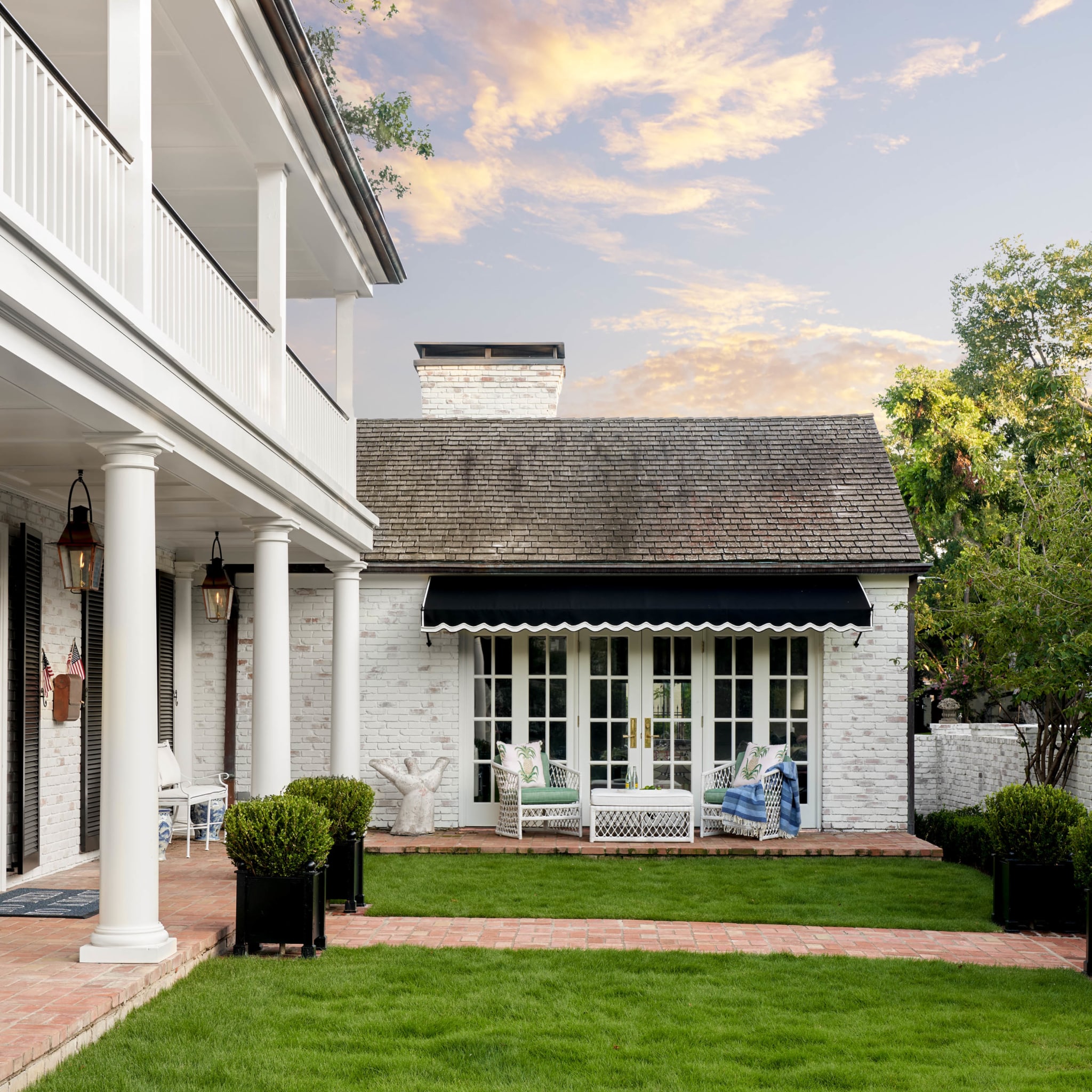 Collins Interiors | Nathan Schroder Photography exterior, white house, gate, chippendale gate