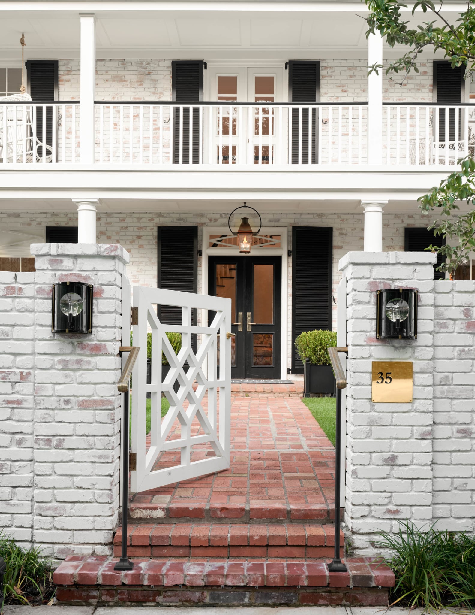 Collins Interiors | Nathan Schroder Photography exterior, white house, gate, chippendale gate