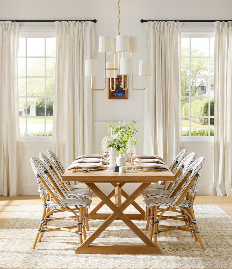 Serena & Lily dining room - character-filled, riviera chairs