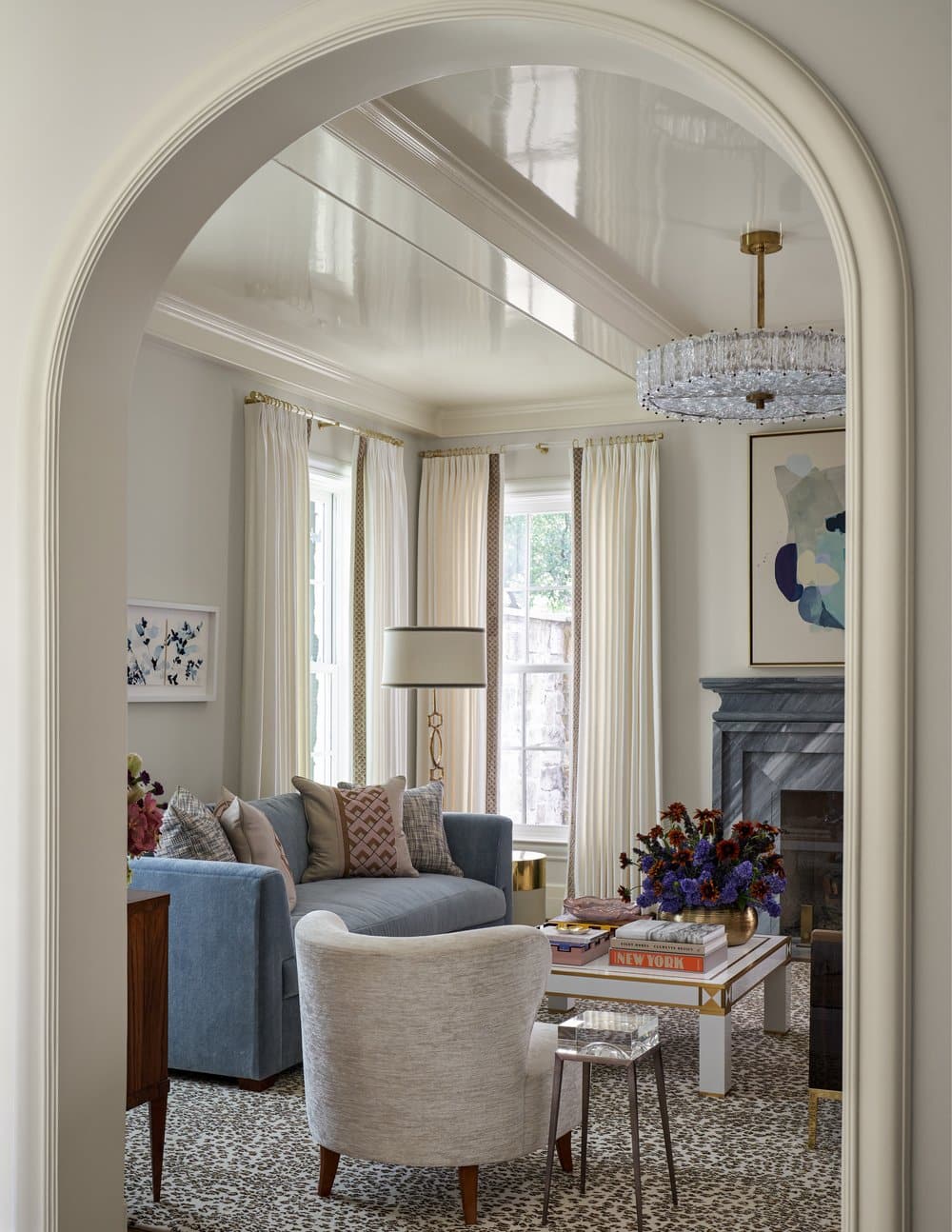 Mary Beth Wagner and photographed by Nathan Schroder Photography living room design