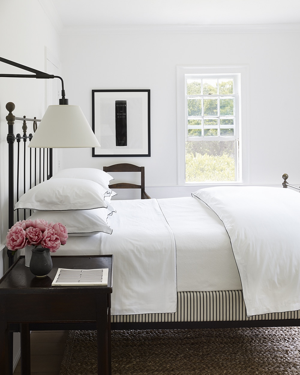 Mark Cunningham designed Southampton home -bedroom, bedroom design, bedroom decor, black and white, black and white bedroom