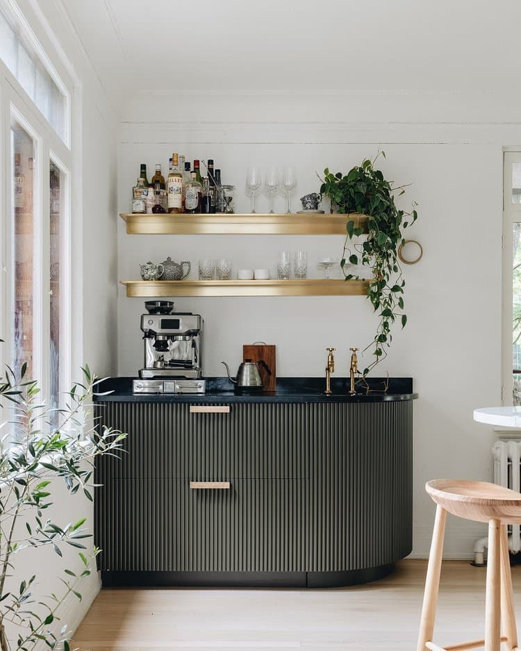 Stoffer Home - Coffee bar dreams. Shop the coffee bar accessories from  #themadisongr #mystofferhomestyle . Design @jeanstofferdesign Photo  @stofferphotographyinteriors