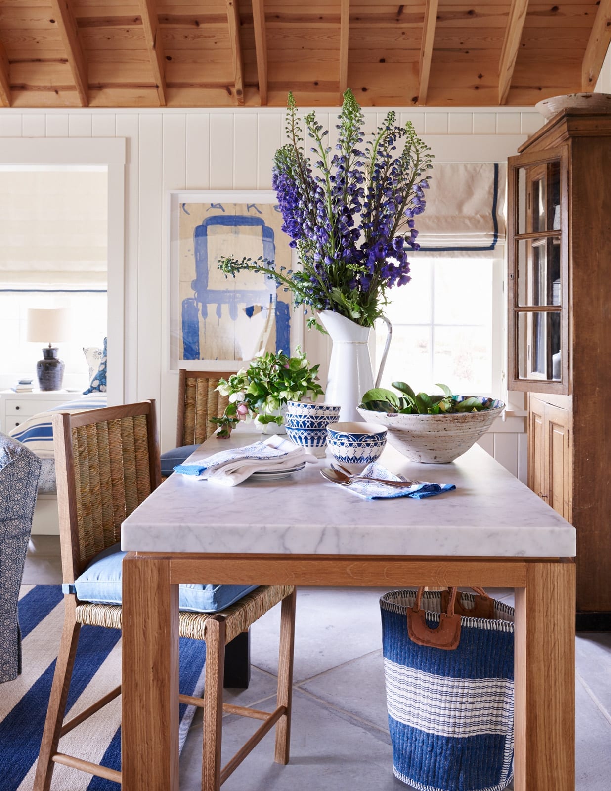 A blue and white kitchen presents a timeless and elegant color palette that's both calming and stylish and Mark D. Sikes demonstrates just that. - Amy Neunsinger Photography