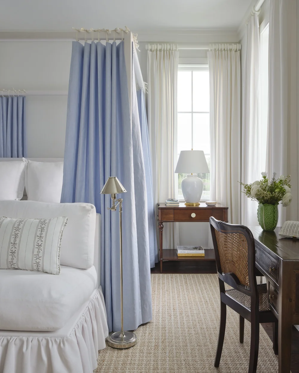 You know how much we love the designs of Kara Miller.Brantley Photography - blue and white bedroom with canopy bed