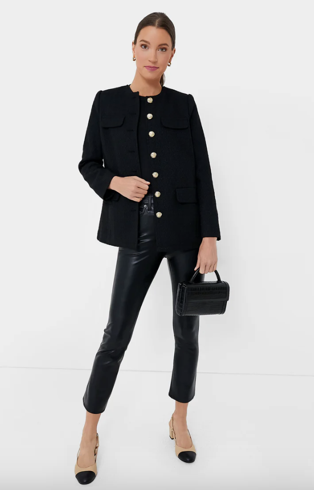 Black jacket and pants from Tuckernuck