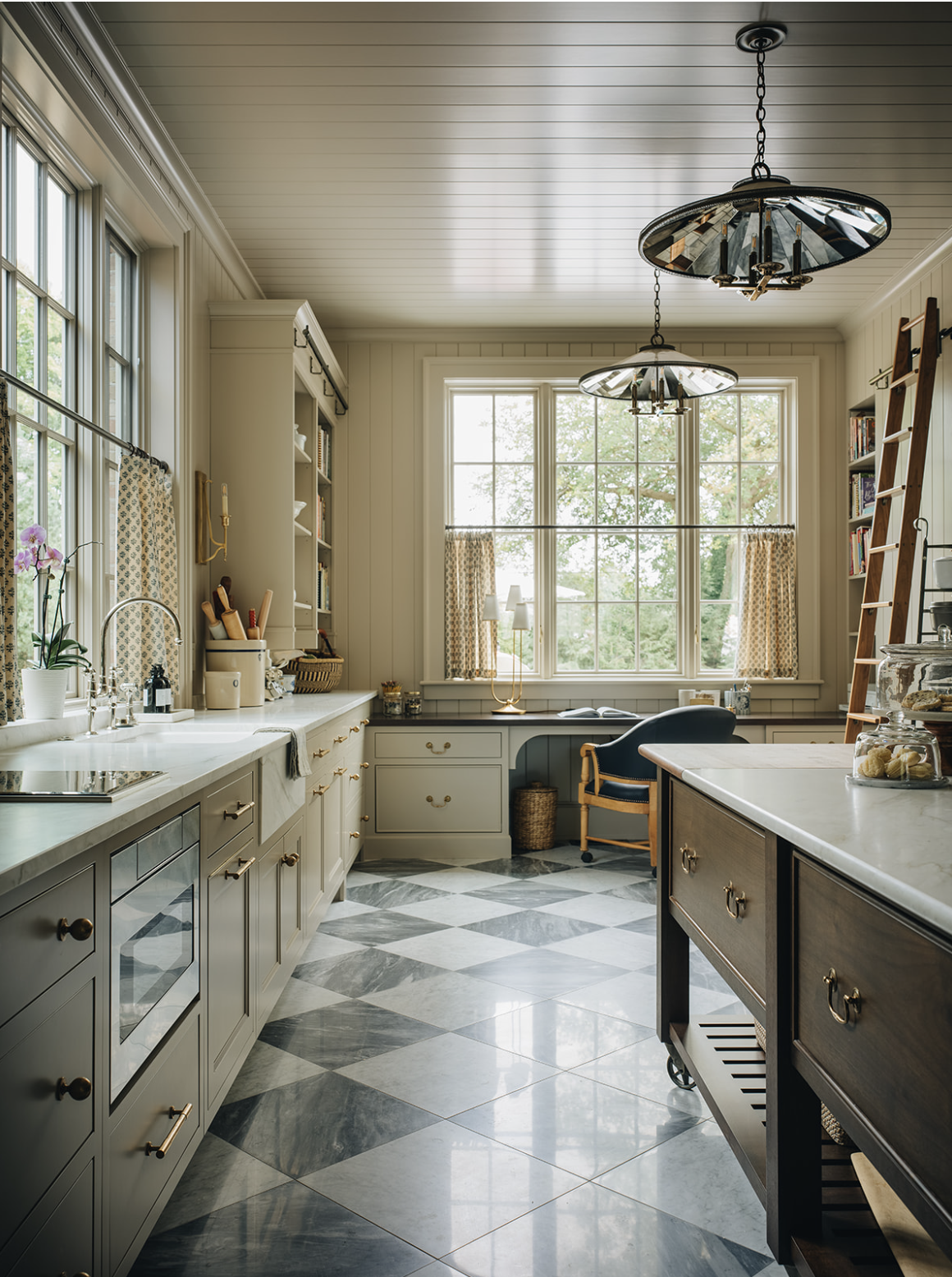 Interior Design: @jeanstofferdesign Build: @zahnbuildersinc Architecture: @jameslarew Photography: @stofferphotographyinteriors We hope you are having a great week–and are in the mood for touring a one-of-a-kind home designed by the talented Jean Stoffer Design and beautifully photographed by Stoffer Photography Interiors.  Neutral enough to be calm, textured enough to be interesting, and layered into complete coziness, this is the perfect home for friends and family. Beautiful butler's pantry with black and white marble tile 