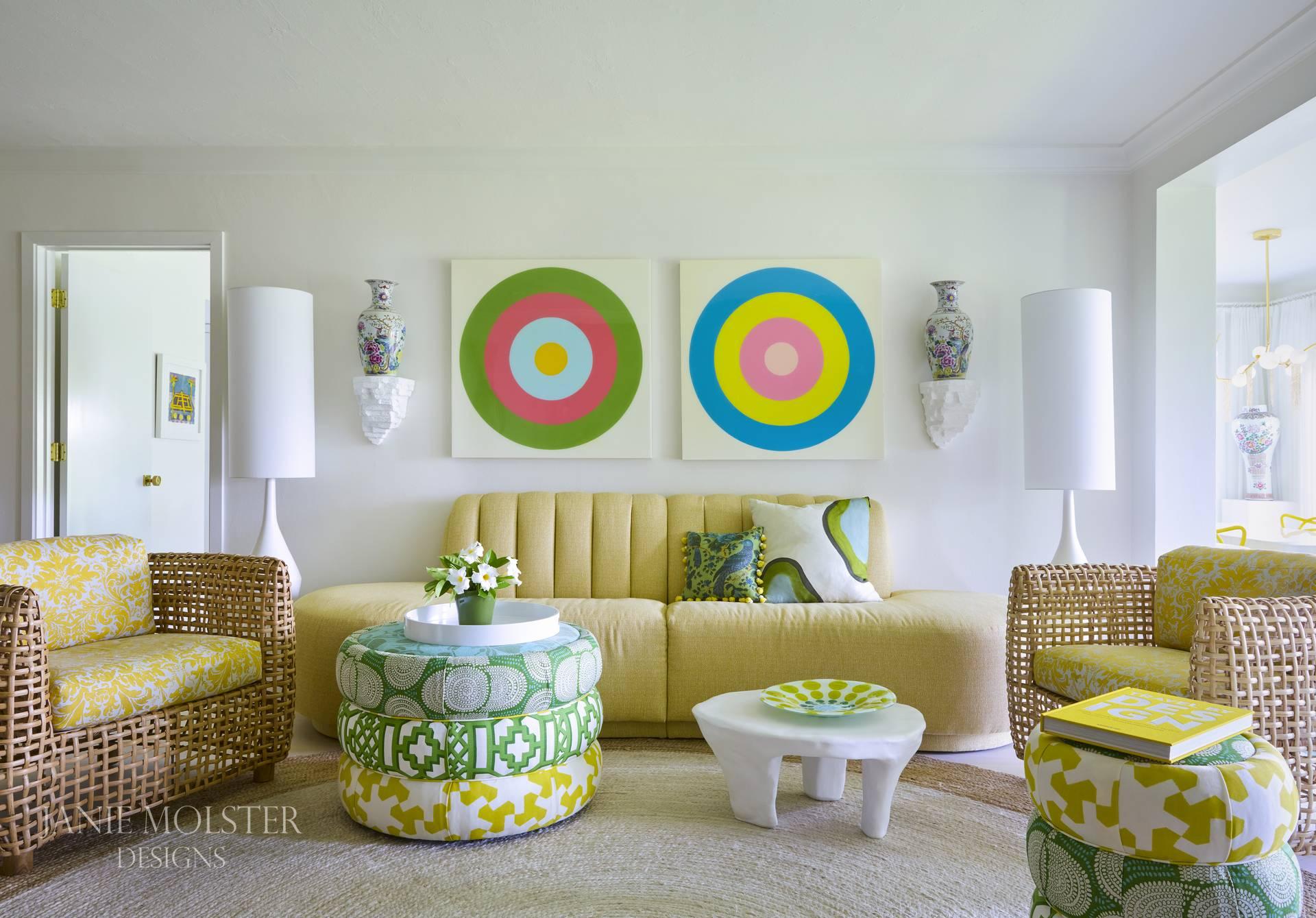  It’s Wednesday, and we’re needing a little color in our lives–and our homes! From food to flowers, art to dresses, everything is better with a splash of a favorite shade!?  Take a peek at these colorful home interiors in the Palm Beach getaway of the fabulously talented Janie Molster, and we think you’ll agree. Brantley Photography