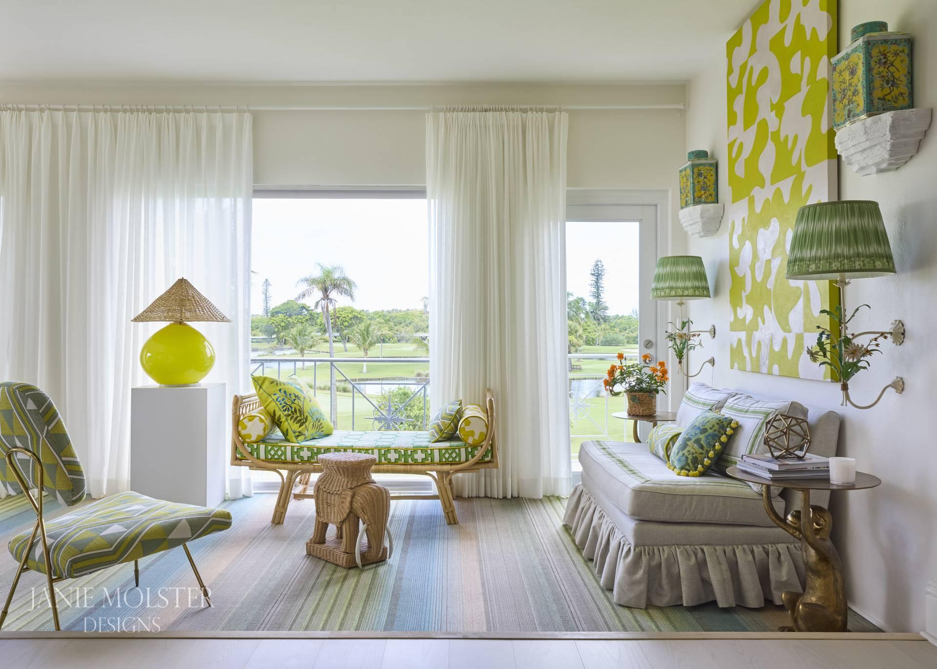  It’s Wednesday, and we’re needing a little color in our lives–and our homes! From food to flowers, art to dresses, everything is better with a splash of a favorite shade!?  Take a peek at these colorful home interiors in the Palm Beach getaway of the fabulously talented Janie Molster, and we think you’ll agree. Brantley Photography