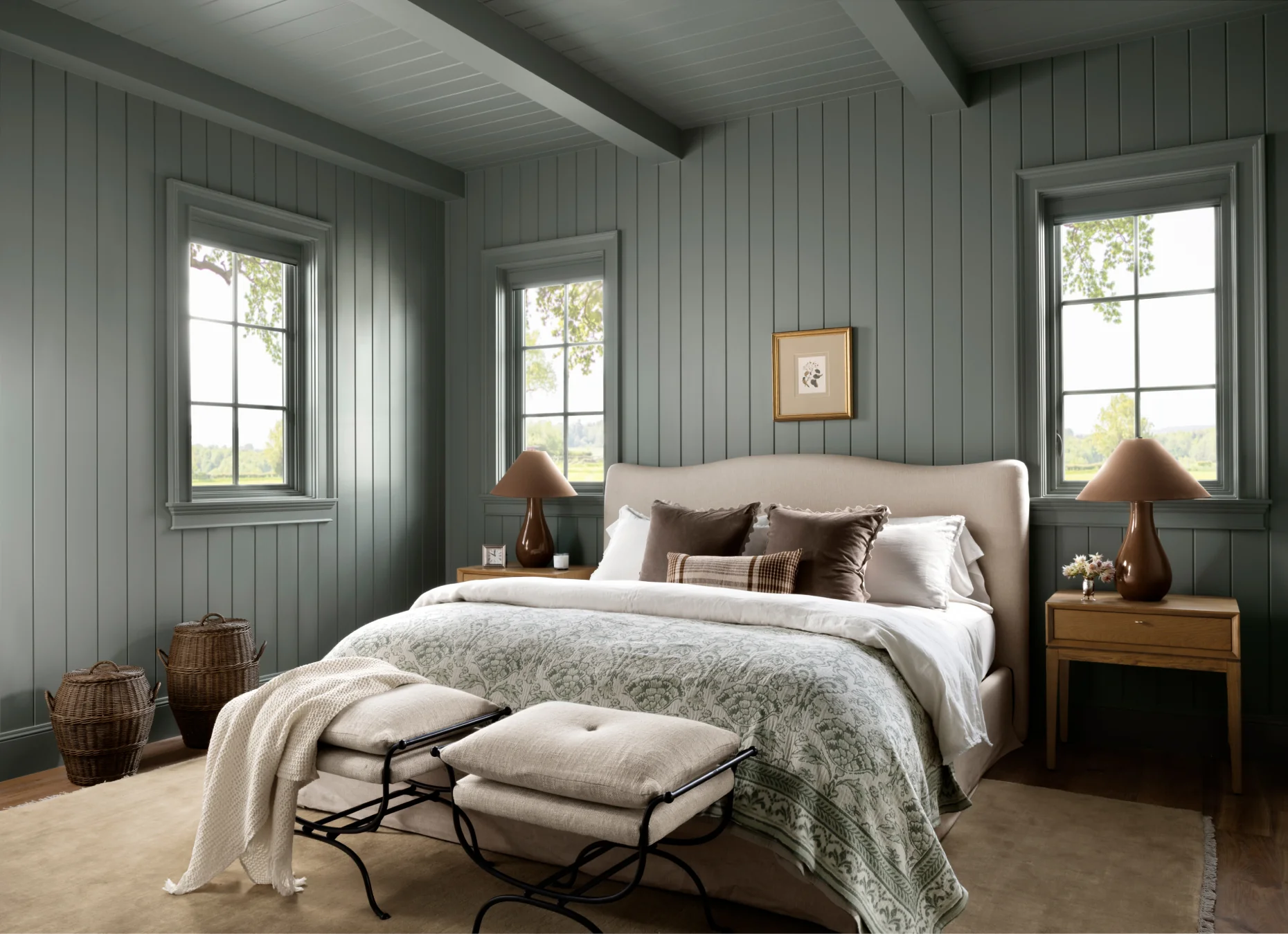 Studio McGee Interiors | Lucy Call Photography - beautiful bedroom it moody blue
