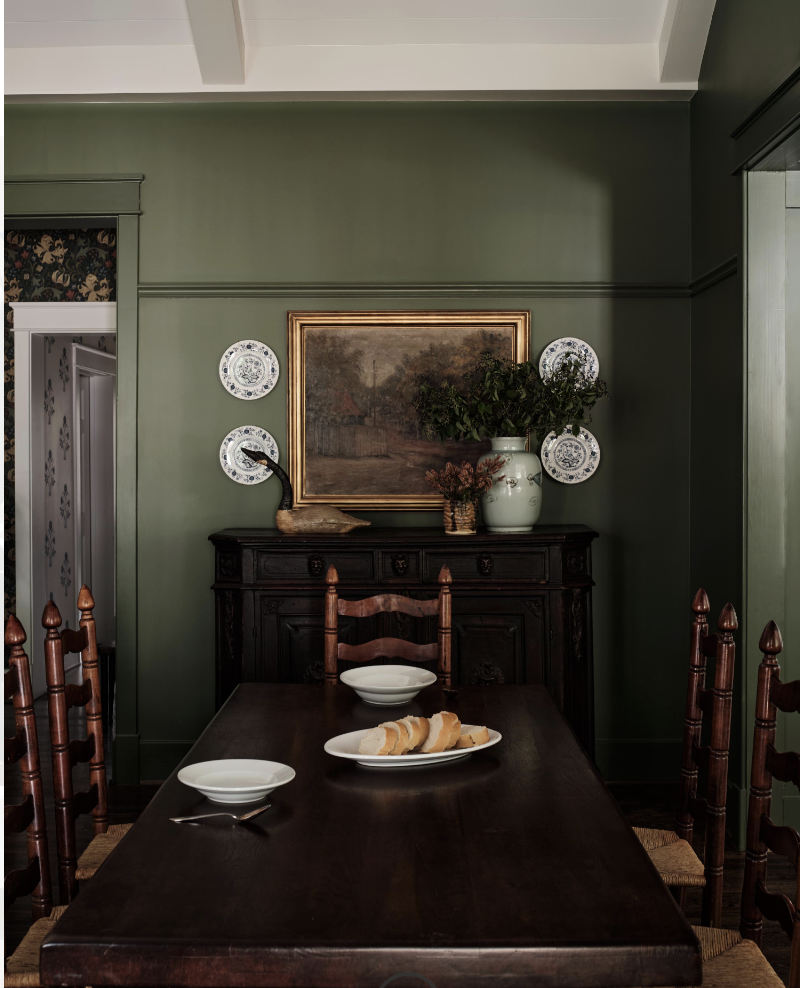  Sabbe Interior design | Joseph Bradshaw Photography - love the antique ladder back chairs in the green dining room