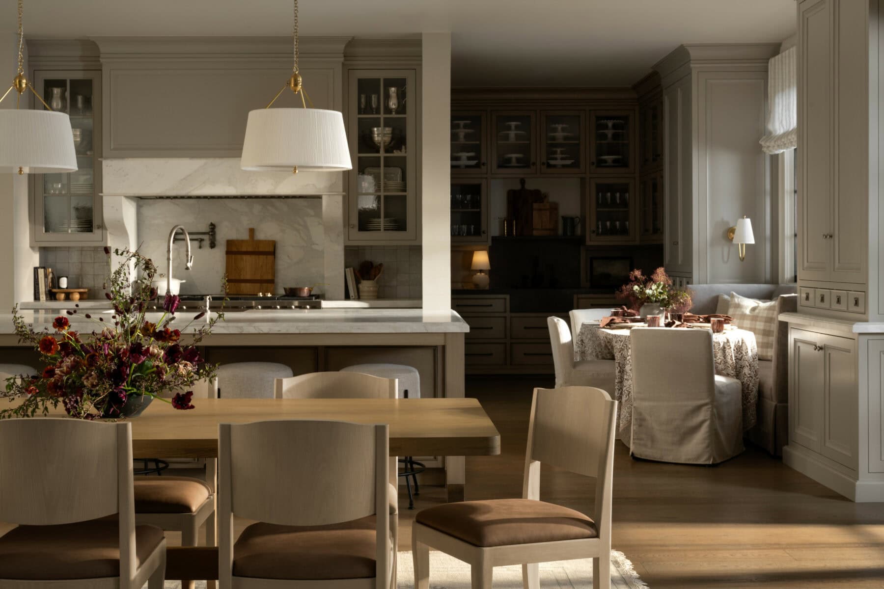 Not so long ago, white was the backdrop color used for creating a timeless, clean and fresh home. The new neutral isn't white.  It seems warmer, less crisp and more lived-in, now. Studio McGee Interiors | Lucy Call Photography - dining room and kitchen combination Not so long ago, white was the backdrop color used for creating a timeless, clean and fresh home.