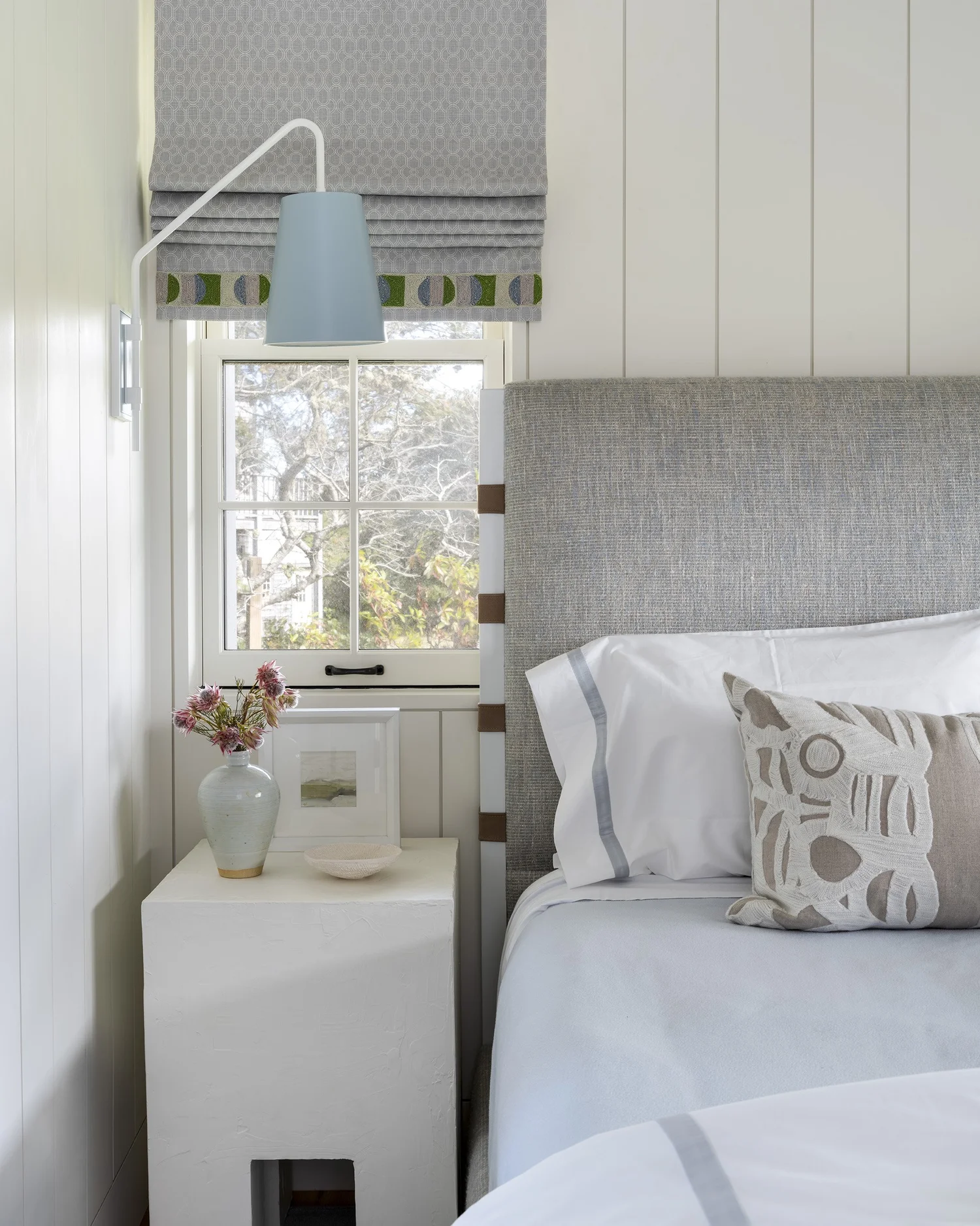 We hope you are having a great week–and are in the mood for touring a stunning Nantucket coastal home designed by the talented Honey Collins Interiors and beautifully photographed by Alison Gootee Photography.  Neutral enough to be calm, textured enough to be interesting, and layered into complete coziness, this is the perfect home for friends and family.  Whatever your design goals, you’ll find the inspiration to get your home makeover started on the right foot! neutral bedroom with Roman shades